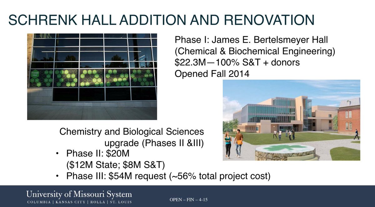 umcurators's tweet image. First up is @MissouriSandT&apos;s Phase III of the Schrenk Hall Biosciences Complex Addition and Renovation
