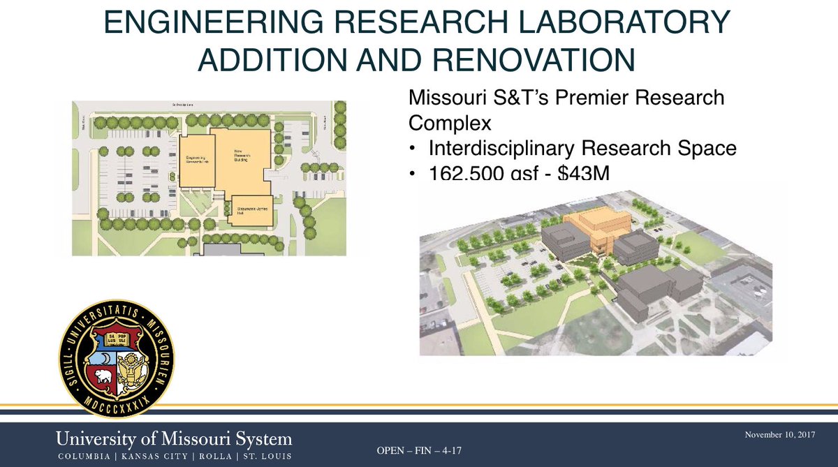 umcurators's tweet image. .@MissouriSandT&apos;s Engineering and Research Laboratory addition and renovation would provide interdisciplinary research space for the entire campus