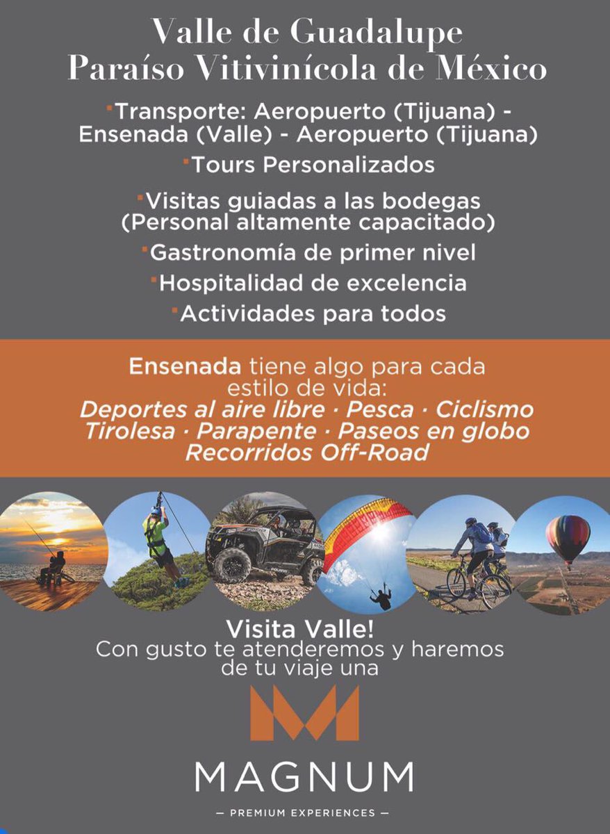 lauramarmolejo's tweet image. Quieres conocer el valle de Guadalupe? Magnum Enotours te brinda la mejor experiencia. #tomavinomexicano #rutadelvino #premiumexperiences 🍷🍾🥂