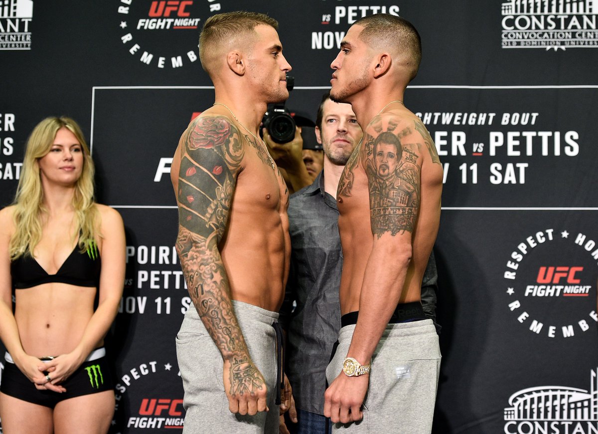 ufc's tweet photo. Who's hyped for tomorrow?

@IamTheImmortal vs @DiegoSanchezUFC

@DustinPoirier vs @ShowtimePettis

Tomorrow | On @FS1 | #UFCNorfolk https://t.co/Xzsp2yhDcz
