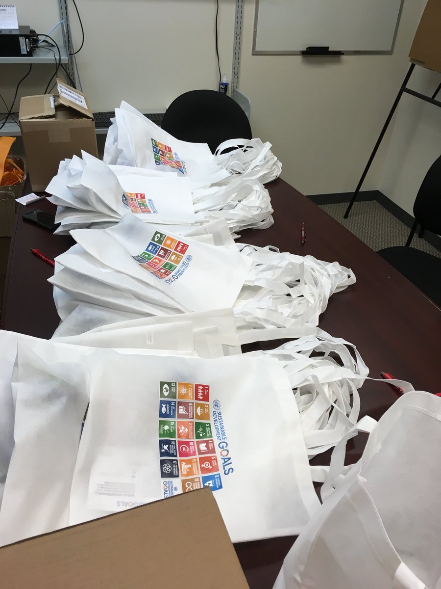 BrockCCGHR's tweet photo. Goodie-bag sorting for the event ... TOMORROW!!! We hope you’re as excited as we are! You can still purchase a ticket if you haven’t already! Link in bio! #CanYouth4SDGs https://t.co/wFyIl7UeAR