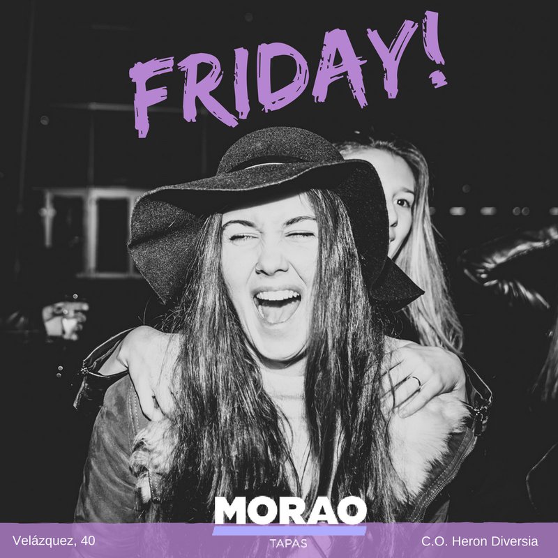 moraotapas's tweet photo. Objetivo viernes:
Disfrutar 💃👯
#moraotapas #salirmadrid
https://t.co/jpAhWuqIVU https://t.co/MJiAxTcJRt