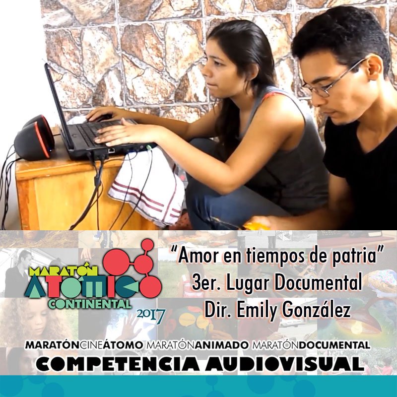 Maratomico's tweet photo. #Cortometraje 3er. Lugar #Maratomico2017 Documental @FestCineVzlano #FCV2017: "Amor en tiempos de patria" de @mividamiviaje -> https://t.co/273tsGvjj1 https://t.co/hQAOUKievc
