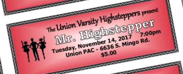 UVHighsteppers's tweet photo. Get your #MrHighstepper tickets for only $5 from any Varsity Highstepper! ๐ฏโโ๏ธโค๏ธ๐๐ป #UVH18 #MrHighstepper2017 https://t.co/5DxmdBCmVr