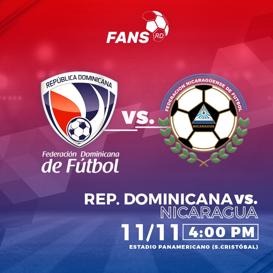 FansRDFutbol's tweet photo. La @SeleFutRD 🇩🇴 jugará mañana nuevamente frente a @fenifut 🇳🇮 

¡Tienes que estar! 

🗓️ 11/11
⏰ 4:00 PM
🏟️ Estadio Panamericano de San Cristóbal.
#QuisqueyanosAlMundial #SeleFutRD https://t.co/5nZdLDWzen