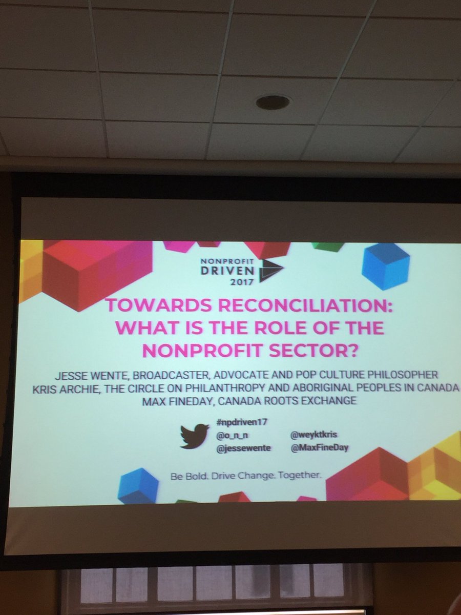 TheRedwoodTO's tweet photo. #npdriven17 Towards Reconciliation. Thanks @o_n_n @jessewente @WeyktKris @MaxFineDay day for holding non profits accountable to TRC calls to action. https://t.co/iAe5TqqzMZ