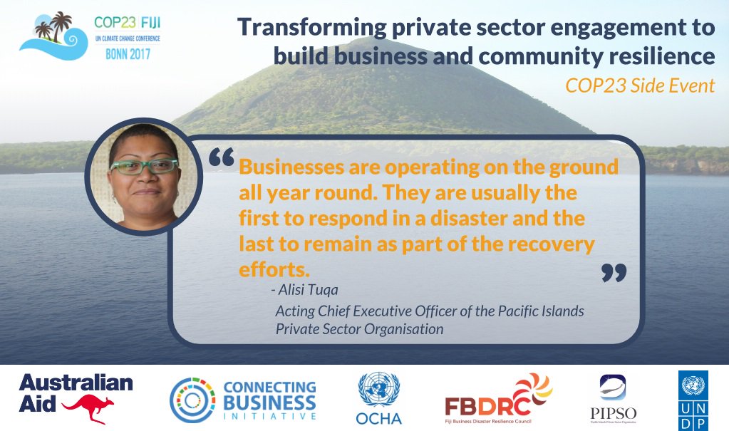 Micro-, small- and medium-sized companies provide 60-70% of all jobs globally, they are also very important in the Pacific. #Business are part of the #community and building resilience #COP23 <a href="/PIPSOpacific/">PIPSO</a>