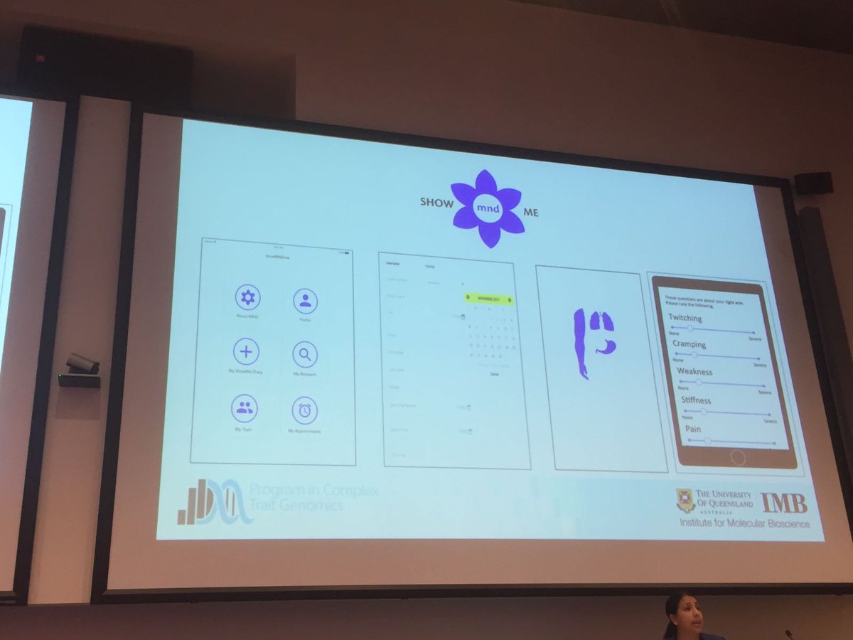 mndaustralia's tweet photo. Anjali Henders presents the working prototype of an app that empowers patients to track & manage their MND diagnosis and disease progression. This project was made possible thanks to funds raised through the #IceBucketChallenge #MNDConnect https://t.co/pjoT65bcIJ
