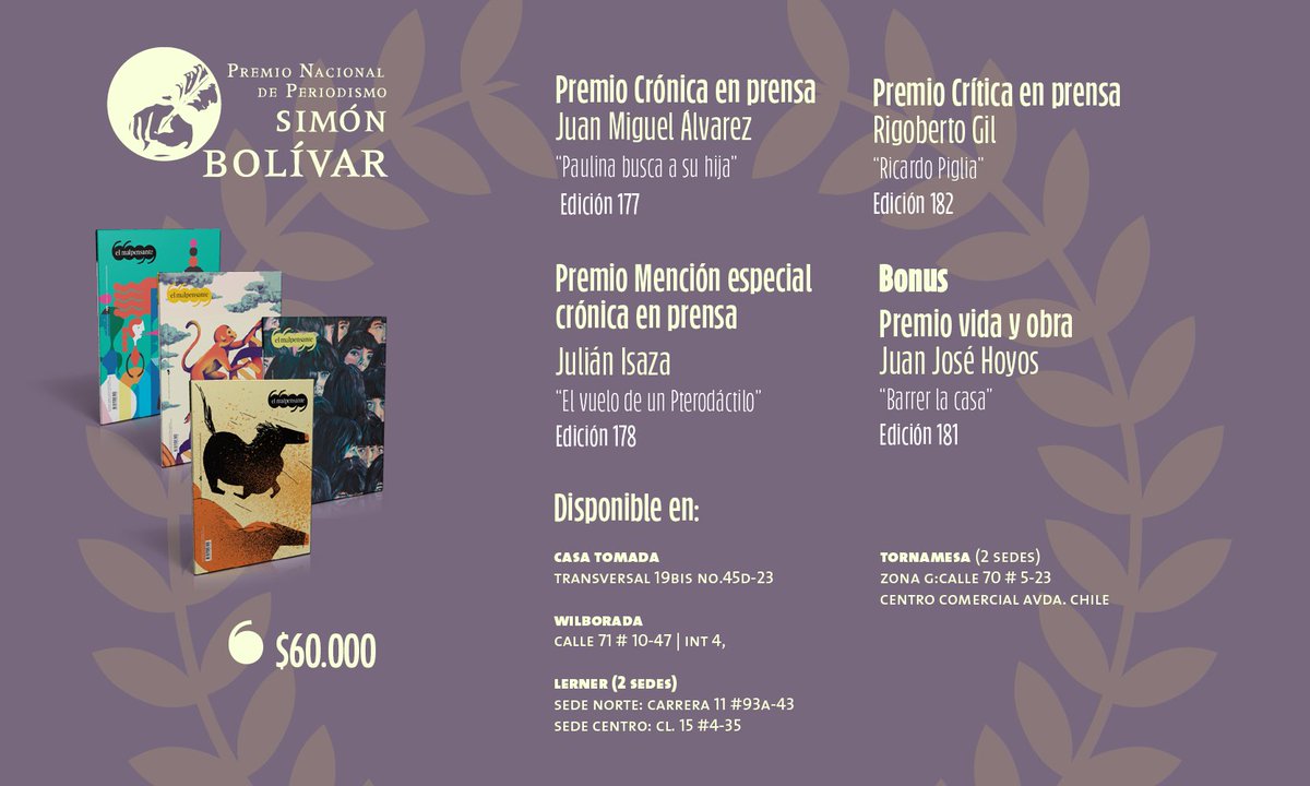 malpensante's tweet photo. ¡Queremos celebrar con nuestros lectores!🎊
Este fin de semana encuentra a precio especial las tres revistas en las que se publicaron los textos ganadores y, de bonus, la edición en la que Juan José Hoyos publicó su más reciente trabajo para la revista. https://t.co/O9dzQYX95I