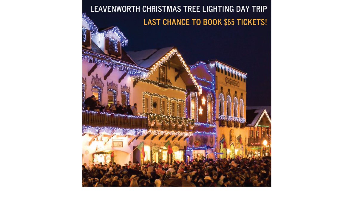 SoundExcursions's tweet photo. Last chance for $65 tickets to Leavenworth Tree Lighting Day Trip! Increases to $70 at midnight tomorrow! Book now: https://t.co/NQIp3gEKpD https://t.co/ud9NEWoH5W