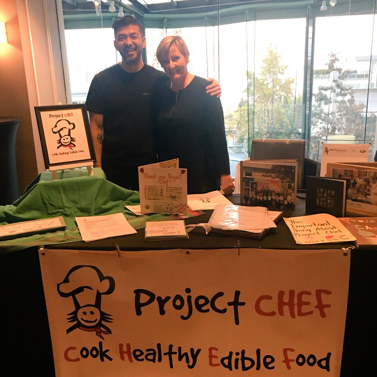 Proceeds of this year’s <a href="/EAT_Vancouver/">EAT! Vancouver</a> supports <a href="/Project_CHEF/">Project CHEF</a> to teach children on healthy eating. Founder Barb w/ <a href="/makNming/">Amanda & Makoto</a>. #EatBuzz