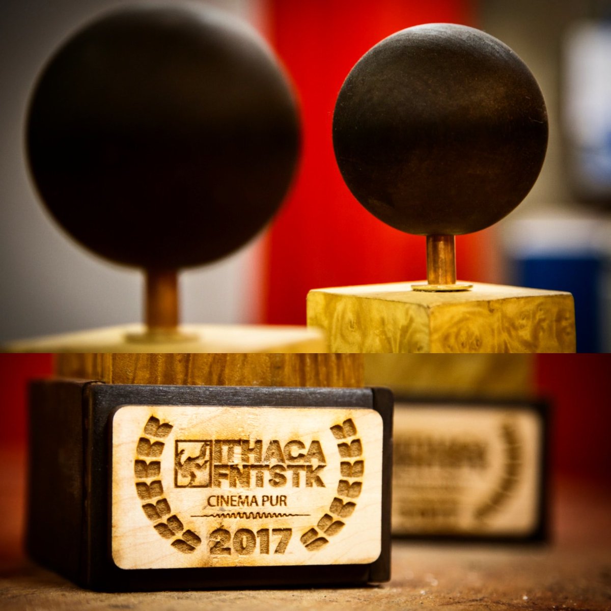 Here’s a sneak peak at this year’s trophies. Can you say “Shou Sugi Ban” five times fast? #IthacaFantastik <a href="/IthacaGen/">Ithaca Generator</a>