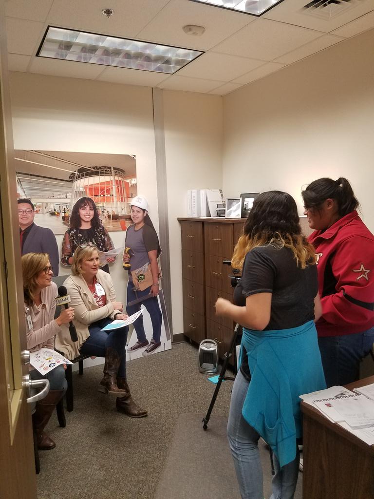 AliefCTE's tweet photo. @AliefHastingsHS Audio Video II. students tape @AliefCTE directors talking about CTE logo contest. CTE students will be able to submit logo ideas. The chosen logo will be used in the CTE marketing campaign. #ExploreIT #ExploreCTE https://t.co/UzGzoFQpNW