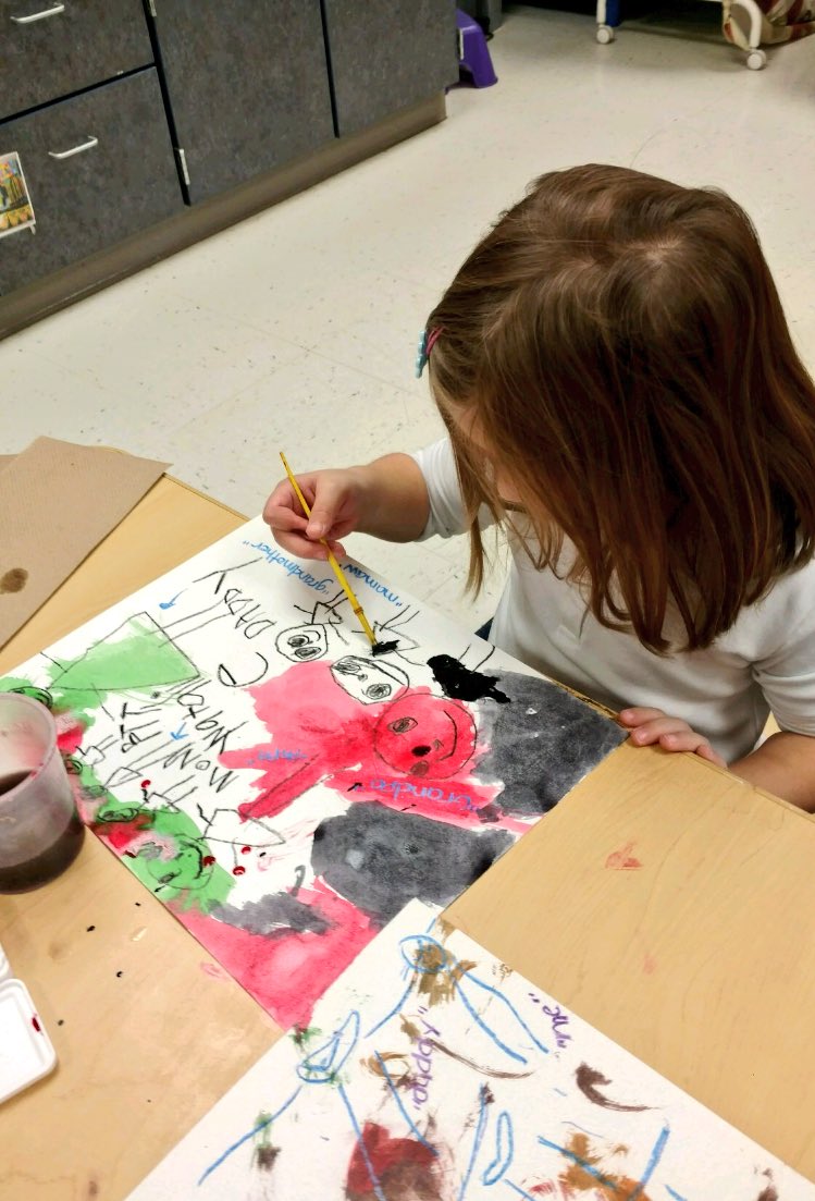 FarmerDragons's tweet photo. Borrowing an art lesson from @BrandyDurm - creating our families with crayons & watercolor paints! #jcpsearly @AssistSupArea4 @radeeda16 https://t.co/xkPOoFYnhC