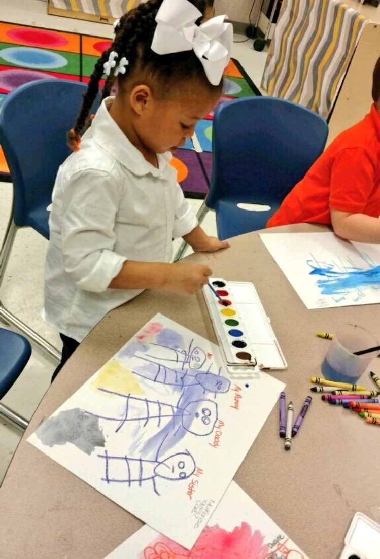 FarmerDragons's tweet photo. Borrowing an art lesson from @BrandyDurm - creating our families with crayons & watercolor paints! #jcpsearly @AssistSupArea4 @radeeda16 https://t.co/xkPOoFYnhC