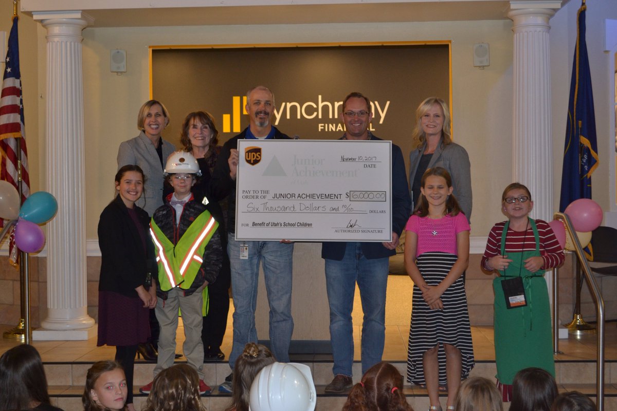 JAofUtah's tweet photo. Students at #JACity welcomed @UPS for a special check presentation. JA would like to recognize UPS for sponsoring #jainclass programs for students at Truman & Oquirrh elementary schools. Awesome! https://t.co/e7WLUokCVy