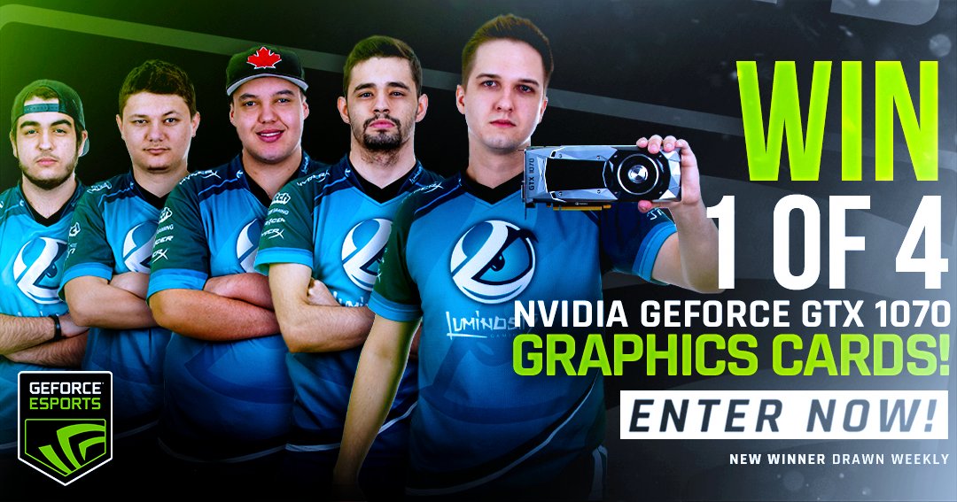 Luminosity's tweet image. ⚠️ GIVEAWAY TIME ⚠️

Win 1 of 4 GeForce GTX 1070s thanks to our friends @NVIDIAGeForce!

Don't forget to tweet using #GAMEREADY when #LGSCGO competes in #ESLProLeague for even more chances to win.

RT &amp;amp; FAV - Enter here now: gleam.io/fcYF5/win-gefo…