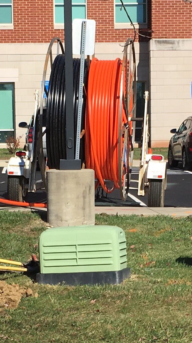Exciting times! Dark fiber being installed at the admin building!! #lcps18 #MoreBandwidth