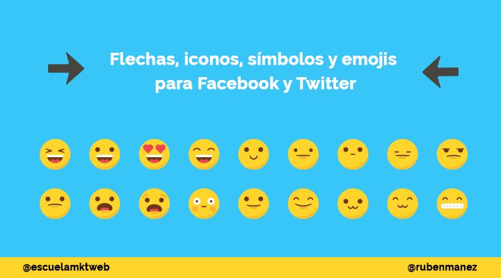 marketingandweb's tweet photo. ➞ 🙂 Flechas, Iconos, Símbolos y Emoticonos para Twitter y Facebook https://t.co/OkKqVf83G5  vía @escuelamktweb #CommunityManager https://t.co/M52RXLLAYu