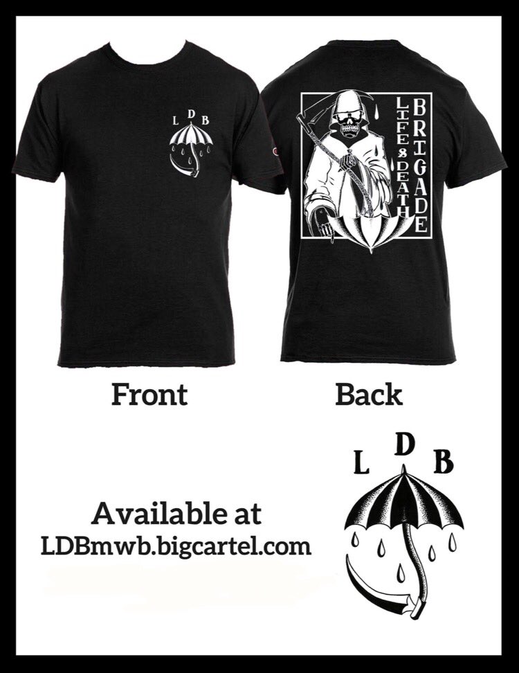 LDB502's tweet photo. Life and Death Brigade shirts in store now! https://t.co/y16wT9g7iR https://t.co/Ts9xCzO5TF