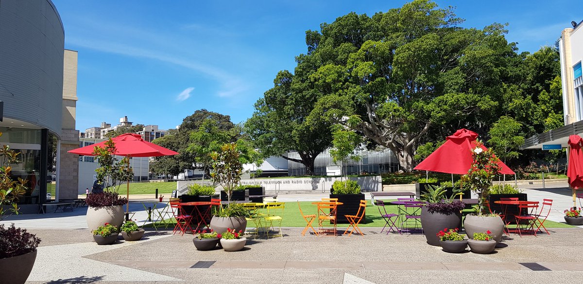 MishManners's tweet photo. Oh look... I arrived (Yesterday). Finally treated to some decent weather while travelling. #ArtScreenHack brings me to #Sydney! Seriously loving this amazing space at #AFTRS. #hackathon #innovation #makecreate #create #art #hack https://t.co/l1rYVOoUwM