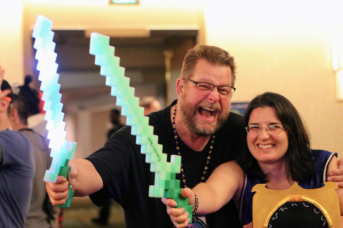 battlepanda_au's tweet photo. It's @ejpaulson *Two Two Four and 
@Loniceraurum at @TheCTRParty #Blizzcon2017 

Wait did we allow weapons at this party @JulesRPG? https://t.co/VSeqmyJC19