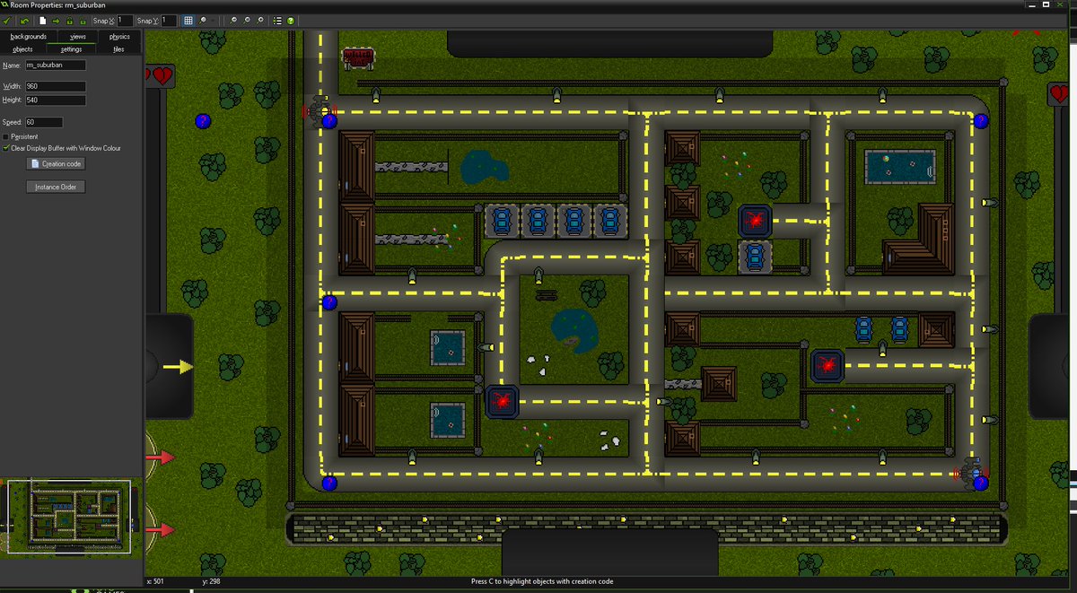 My Suburban arena is getting there , just need a few more tiles here and there ! #gamedev #indiedev #leveldesign #gamedesign #GameMaker #Retro