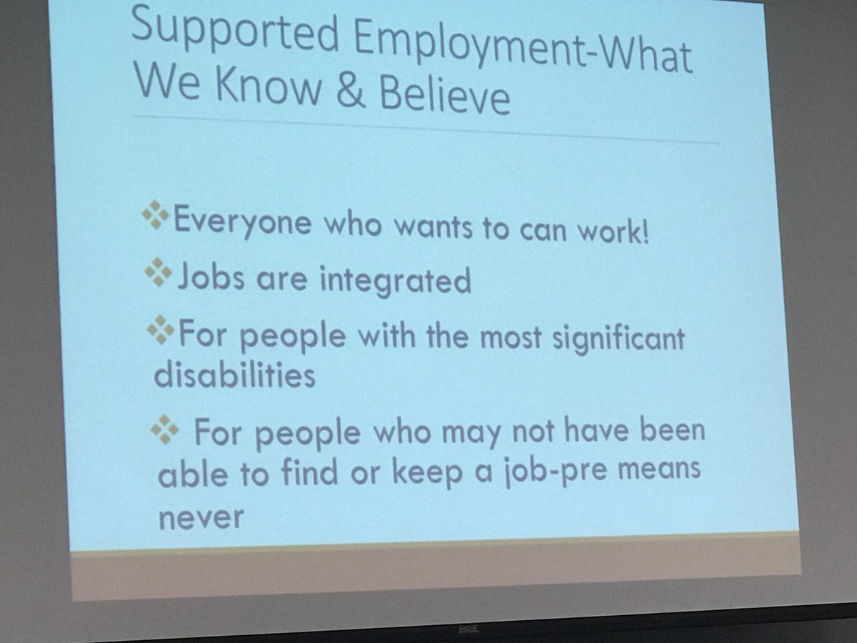 TXPartners2018's tweet photo. Supported Employment - Everyone who wants to work can work! #TXPartners #Employment #Advocacy https://t.co/V2M3NCY76a