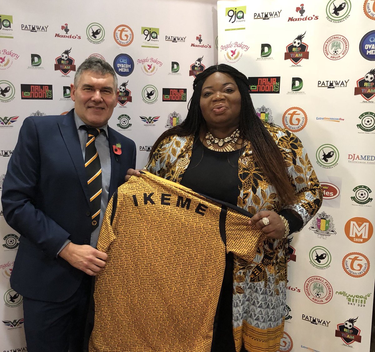 20MarkF's tweet photo. Thank you very much @Team_NigeriaUK For you kind hospitality at this evening’s #Repurteam @tastyafricafood excellent event raising money for @CureLeukaemia showing your support for Nigeria & @wolves @Carl_Ikeme #TeamKemes and #HelpingOthers in Nigeria, cakes a superb touch https://t.co/grVQOoylrB