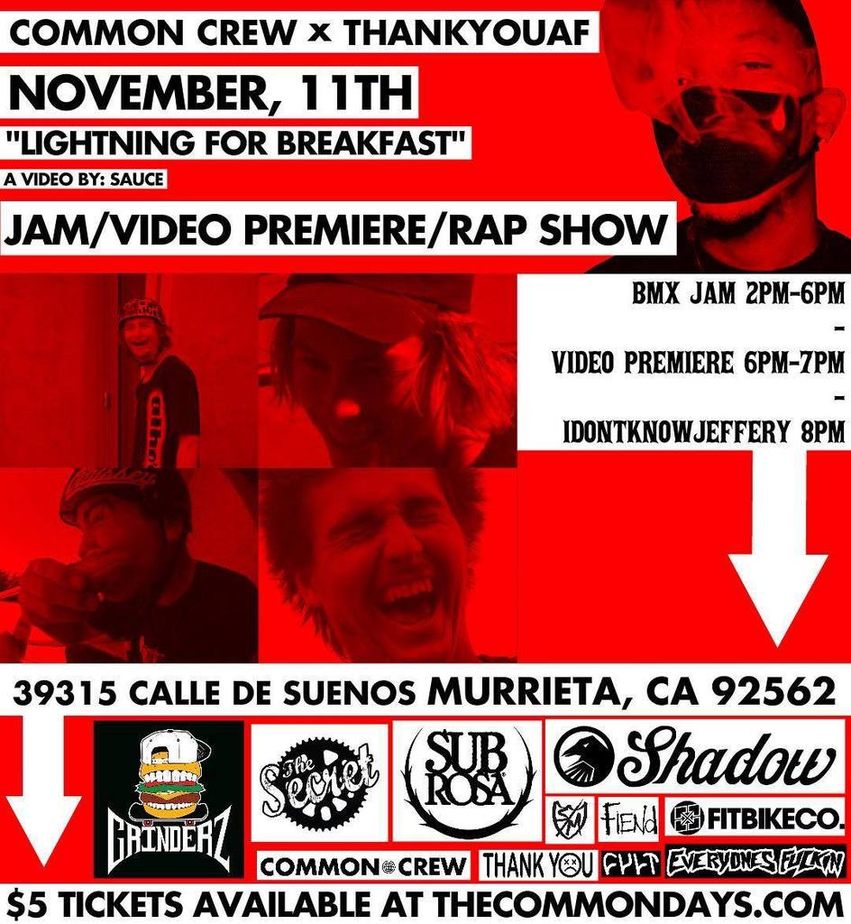 thesecretbmx's tweet photo. Tomorrow!!! Be there. #bmx #thankyouaf #commoncrew #commondays #bmxjam #thesecretbmxshop #thesecretbmx #bmxshop #bmxlife #bikeshop #riderow… https://t.co/apBu65h5ZA