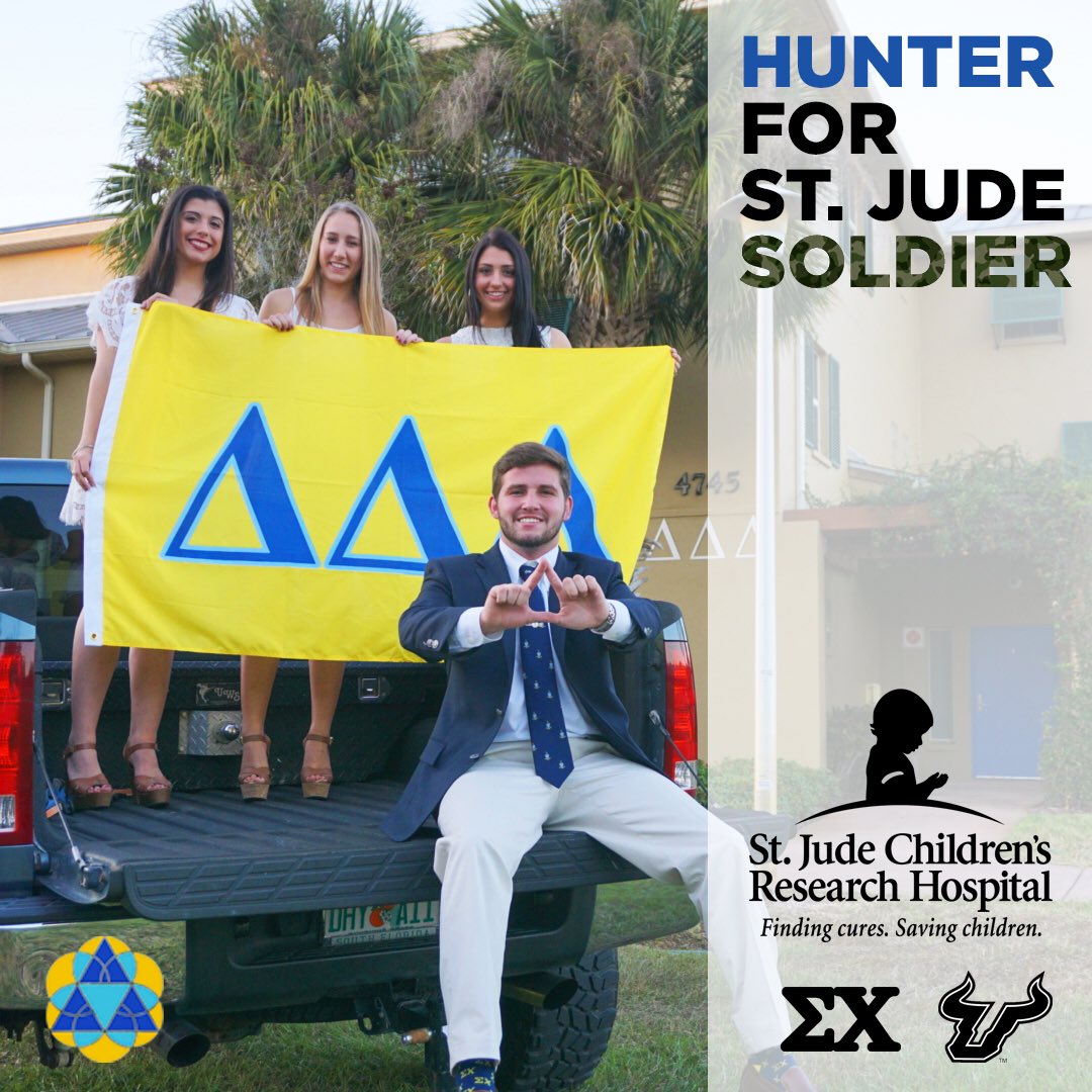 Help Brother Hunter Carrington reach his $10,000 goal as he runs for Tri Delta’s St. Jude Soldier, link to donate is in our bio!