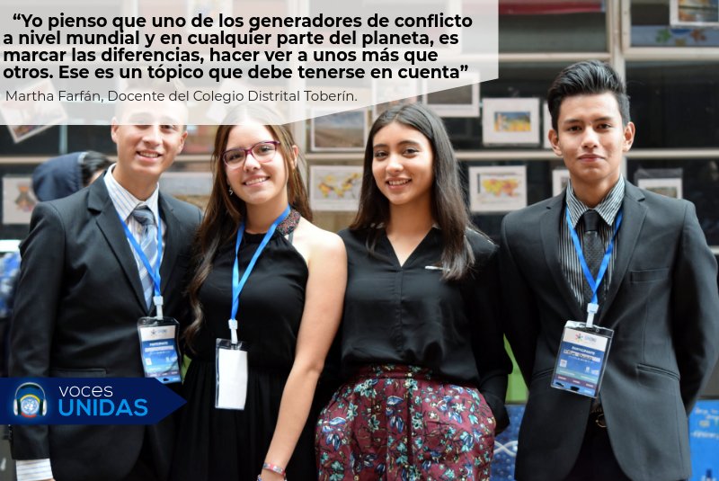 OIMColombia's tweet photo. En #VocesUnidasONU Martha Farfán, Docente del Colegio Distrital Toberín, nos comenta su experiencia en  #SimONU2017 como una iniciativa para transformar realidades https://t.co/p1UMxAbUGJ