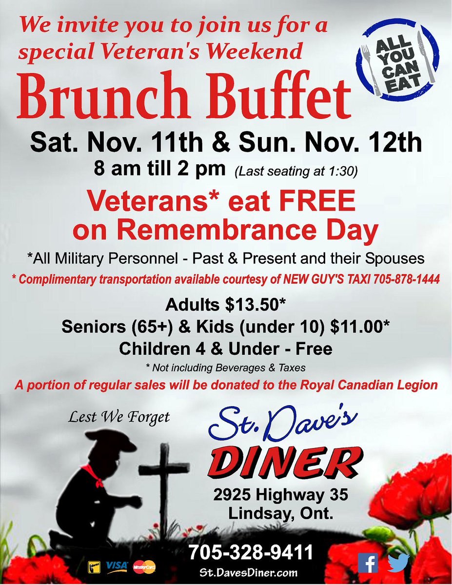 Looking forward to serving lot's of Veterans tomorrow! #VetsEatFree #RemembranceDay #Breakfast #Brunch #buffet