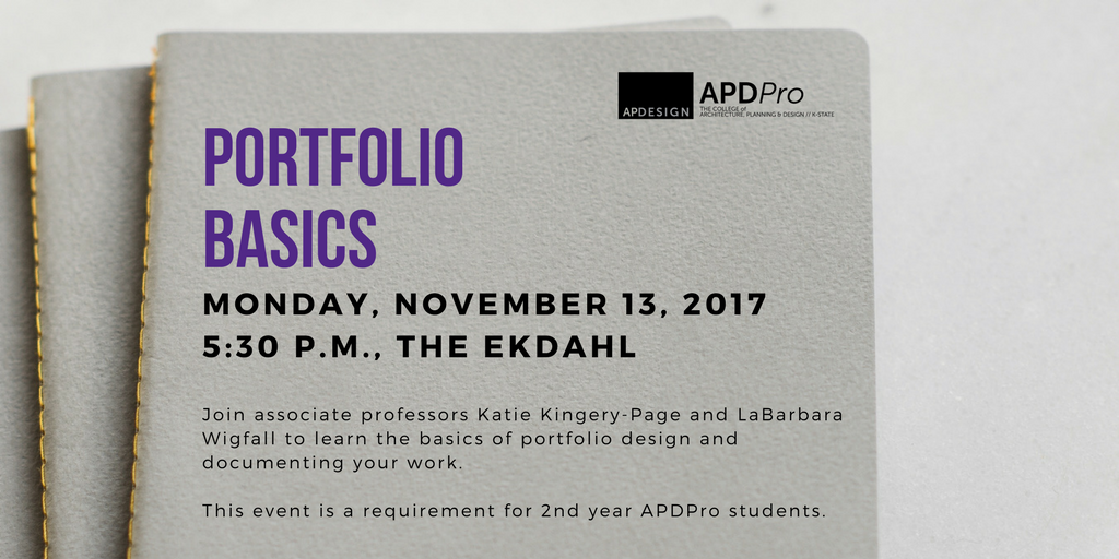 KStateAPDPro's tweet photo. Not sure how to start your portfolio or just looking to improve it? Join us on Monday to learn how! Associate Professors Katie Kingery-Page and LaBarbara Wigfall will show you the basics. This event is a requirement for 2nd year #APDPro students. https://t.co/WdyB1yeayh