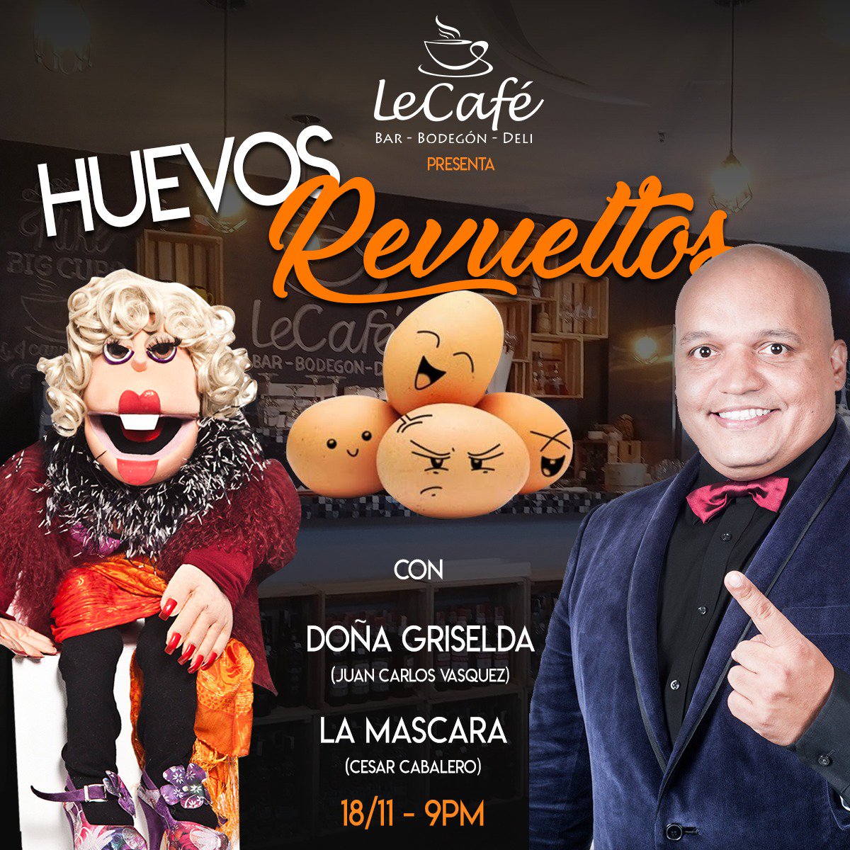 lecafe_ve's tweet photo. Este 18 de Noviembre, Stand Comedy Huevos Revueltos. No te lo puedes perder . Lo mejor de las dos ciudades Quédate aquí. #lecafe https://t.co/L9rUMZ6kqW