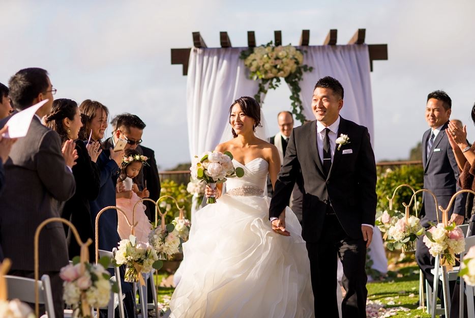 The first photo of this handsome &amp; happy Mr. &amp; Mrs. in PVGC's wedding garden