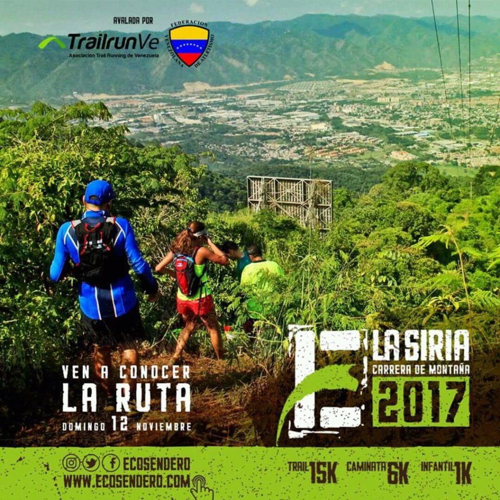 YbsenRojas's tweet photo. Esté domingo #12Nov los panas de .@ecosendero te invitan para recorrer la ruta de #LaSiria2017 con el #TeamEcosendero para ir preparando la carrera del #26Nov #Running #Guarenas #Guatire #Agma #Vida #Salud #Trail #Venezuela https://t.co/y3btjMpSEN