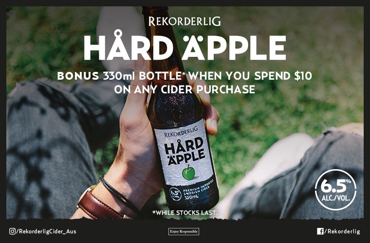 HurleyPubs's tweet photo. NEW! @rekorderlig HARD APPLE
Spend $10 or more on any cider product to receive a bonus 330ml bottle Rekorderlig Hard Apple
#HurleyPubs https://t.co/IkONjaUp7a