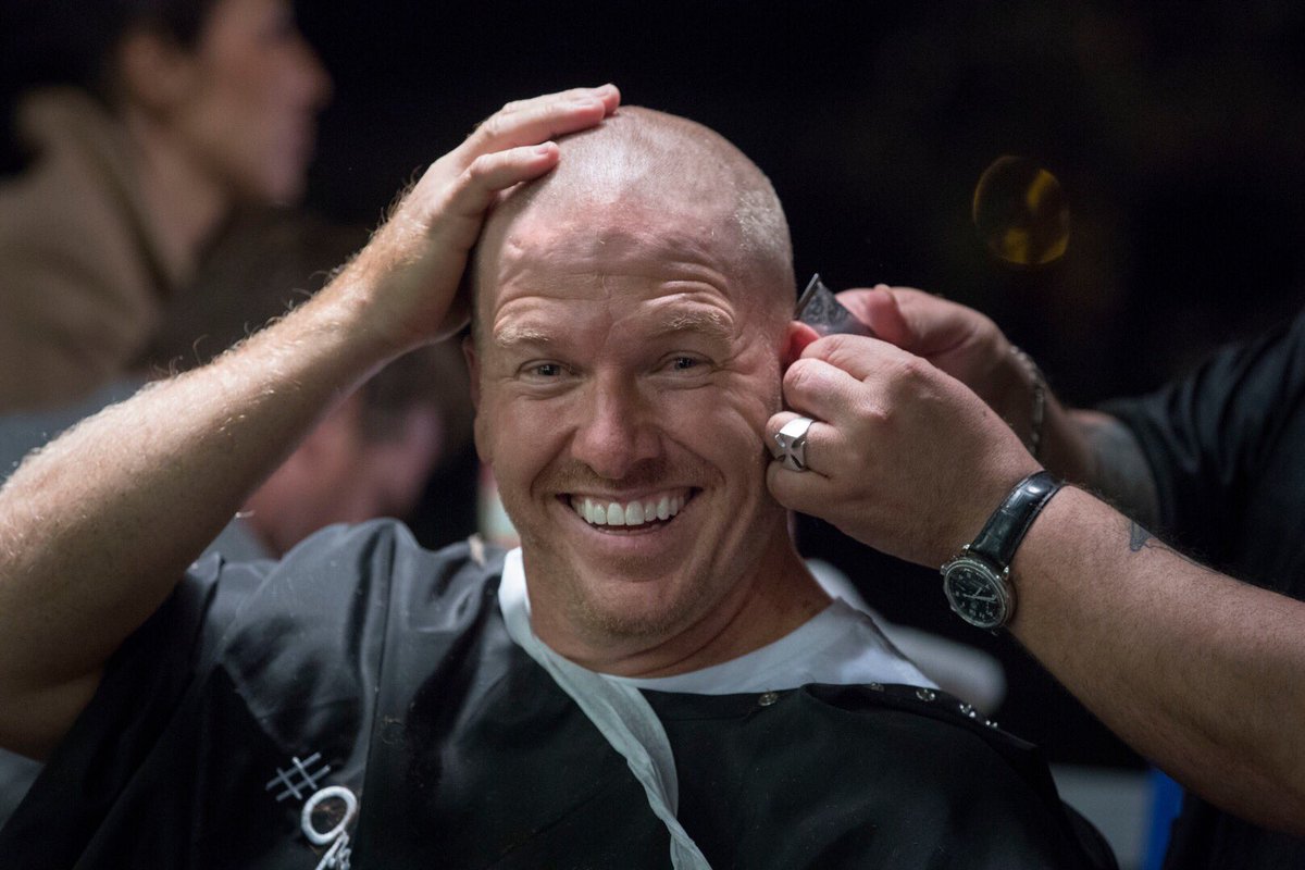 Thank you to each and every person who shared your #OperationHaircut opinion in the form of a donation to <a href="/StJude/">St. Jude</a>. No family ever pays at St. Jude for treatment, travel or food—so this giant check from YOU will help cover their costs. So...Chip did it—he shaved his head!