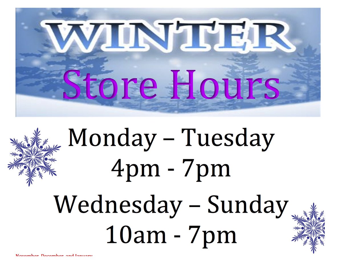 TheatricalCostm's tweet photo. New winter store hours! https://t.co/AaifaA9QcC