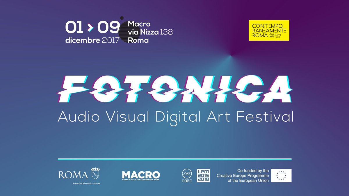 rgblightfest's tweet photo. SAVE THIS DATE #staycontemporary
.
From #RGB17 to #Fotonica Audio Visual Digital Art Festival with #lightinstallation of @rgblightfest
Roma, 01>09 december 2017 #MACROroma in Via Nizza @museiincomune
Preview on https://t.co/abGo48kDc6 https://t.co/qrbMAfmNGp