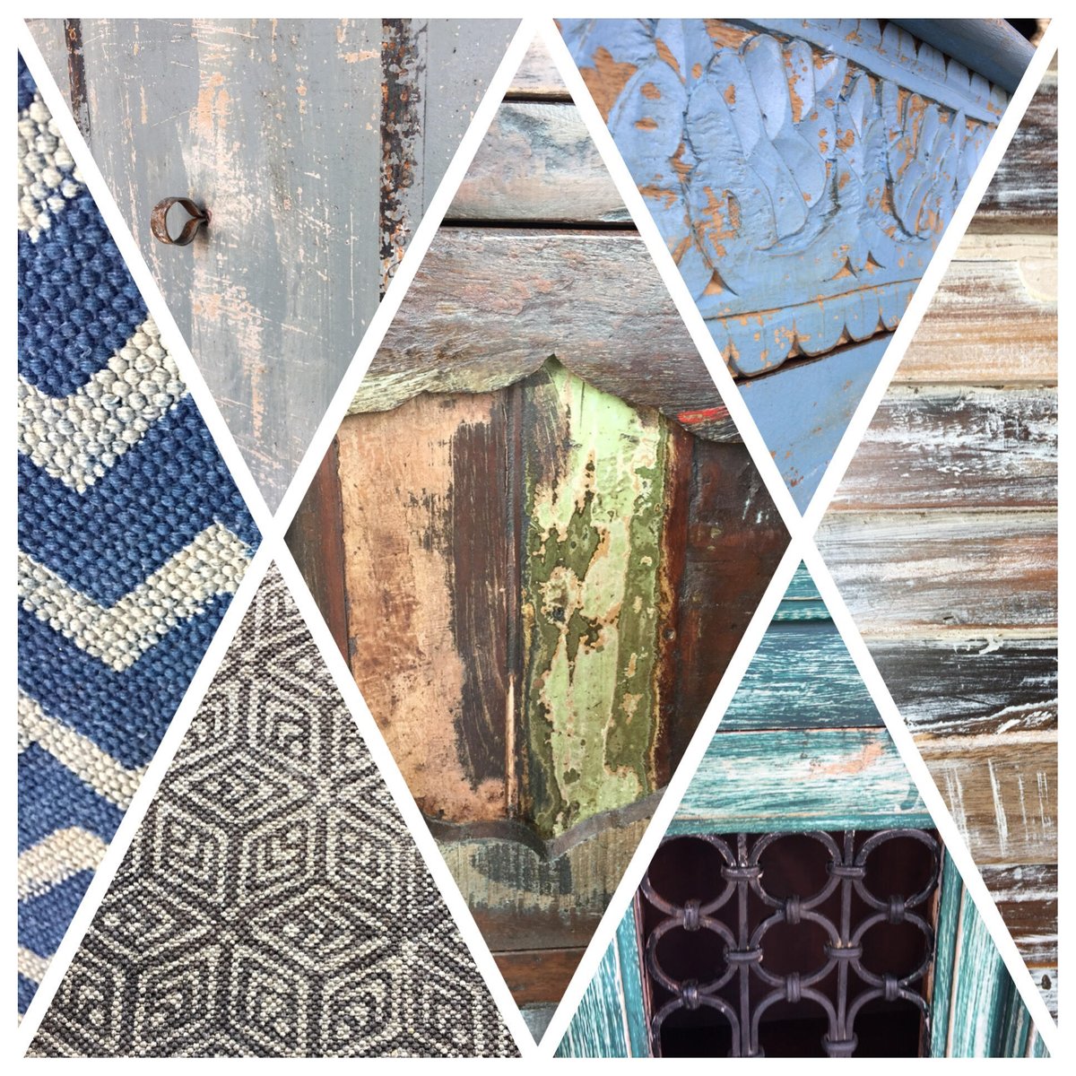 nadeauSOLA's tweet photo. Look at all this #color and #texture! Come check out the store to see what other #great items we have in stock! #blue #grey #gold #green #whitewash #furniture #reclaimed #chevronpattern #metal #wood #solidwood #love #buffet #rugs #dresser #nightstand #table #chairs #cabinet https://t.co/eqUMWj0chF