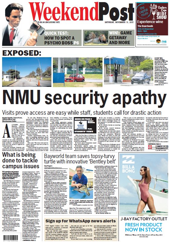 HeraldNMB's tweet photo. Today in Weekend Post: Visits to #NMU campuses prove access are easy while staff, students call for drastic action #NMUrape #NMUattack https://t.co/xzDhmU3tni