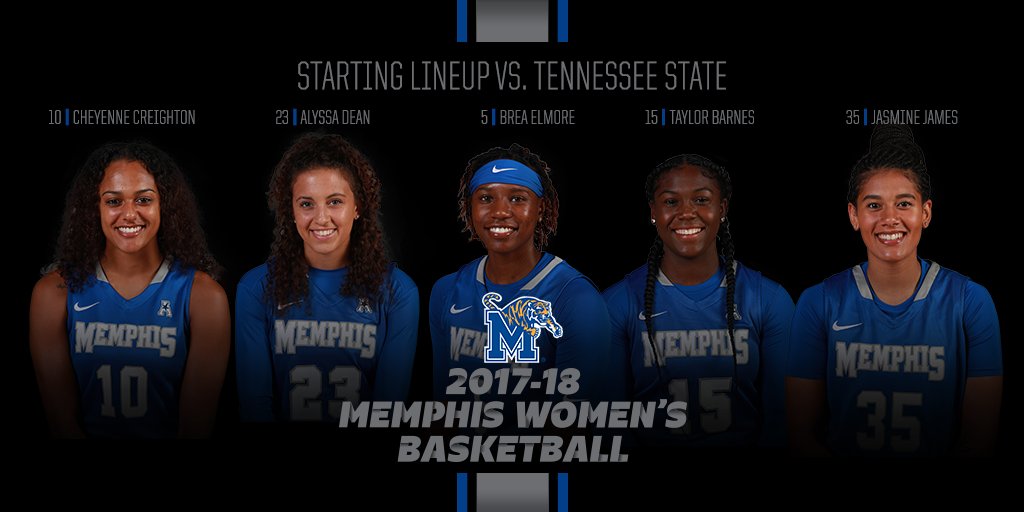 MemphisWBB's tweet image. Here&apos;s a look at the starting lineup against Tennesee State! Tipoff in less than 10 minutes! #GoTigersGo 
💻: gotigersgo.com/watch/?Live=51…
📊: sidearmstats.com/memphis/wbball/