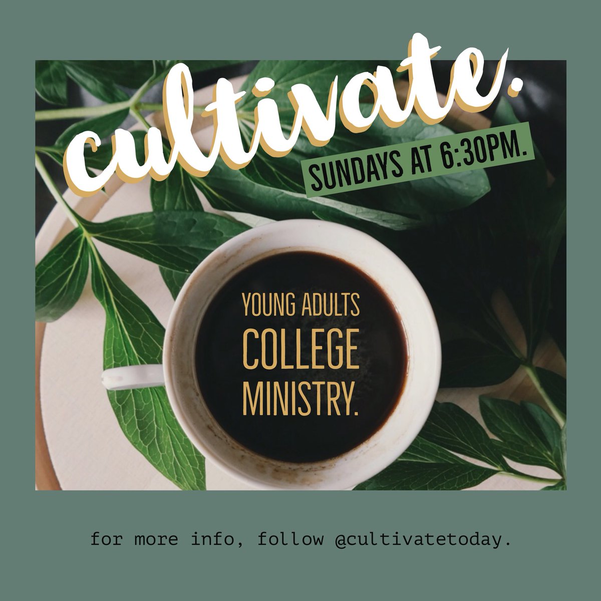 LivingWordBible's tweet photo. Cultivate is our young adults college ministry, available every Sunday night at 6:30pm. Join us as we hear the word and go out for an activity (always food) afterwards! For more info, follow @CultivateToday https://t.co/6A0XdiB4hq