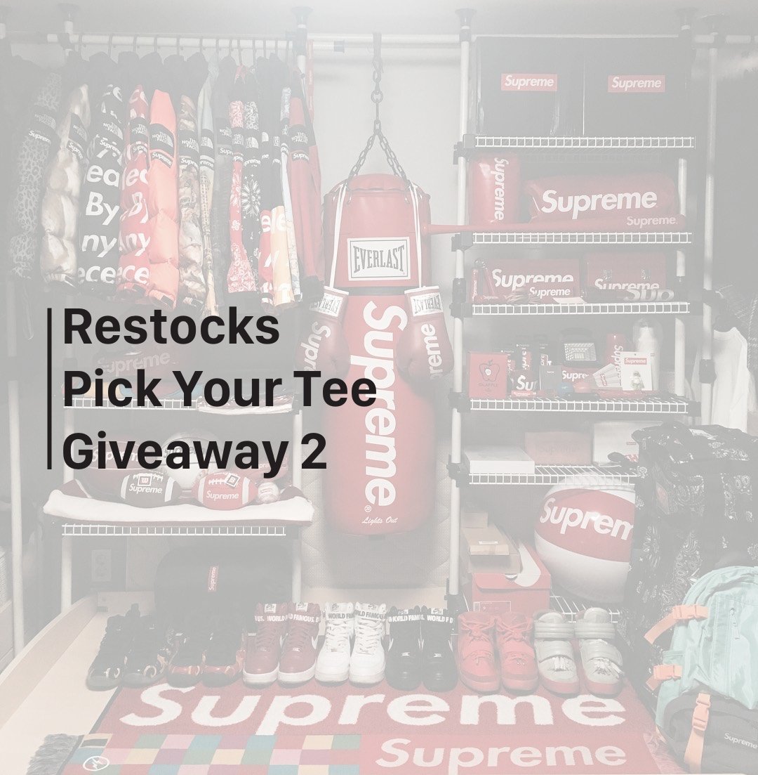 restocks's tweet photo. We're giving 5 winners the chance to win a tee of their choice from the Restocks Marketplace!
Enter here: https://t.co/MISbNV9Ipq https://t.co/4oGdESnyEc