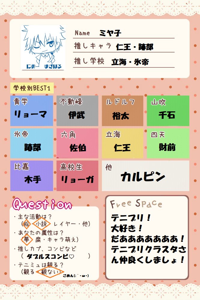 H テニクラプロフィール帳 Etiketa Sto Twitter H テニクラプロフィール帳 Etiketa Sto Twitter