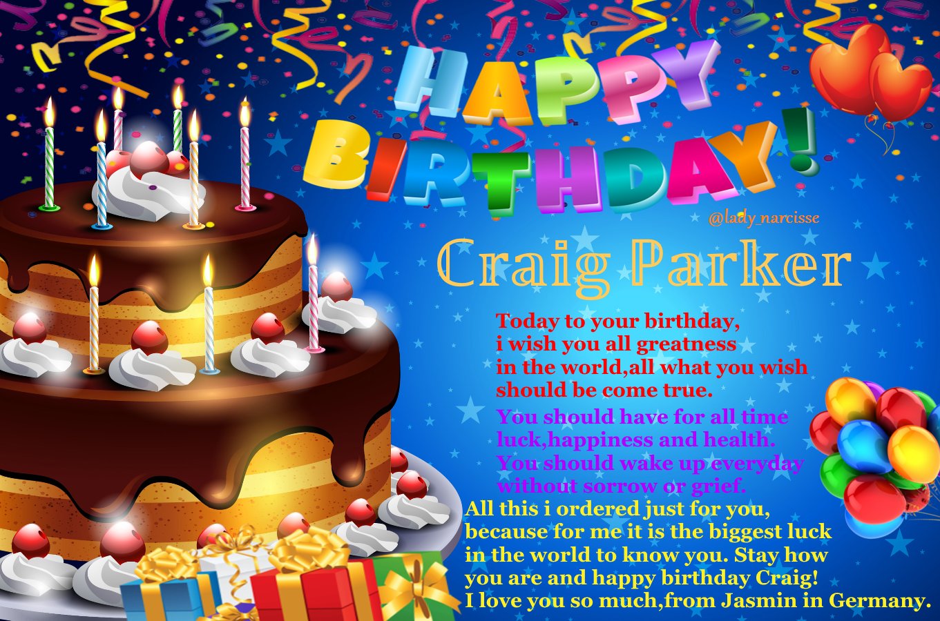 12. November 2017    HAPPY BIRTHDAY CRAIG PARKER!         