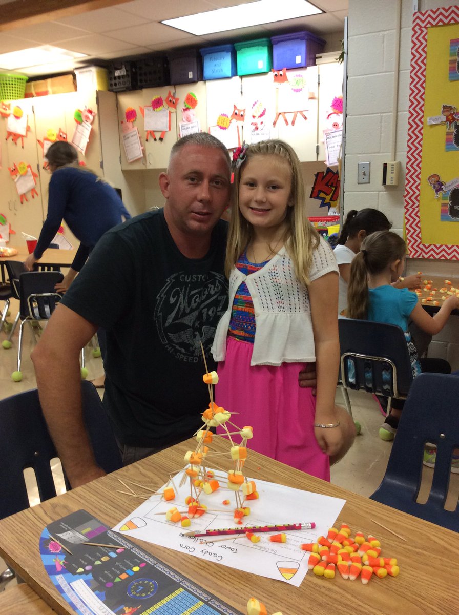 MrsPacettiBCE's tweet photo. We had fun building structures using candy corn, marshmallows and toothpicks for take your child to school day! @BCEBobcat https://t.co/MZr7Yywt21