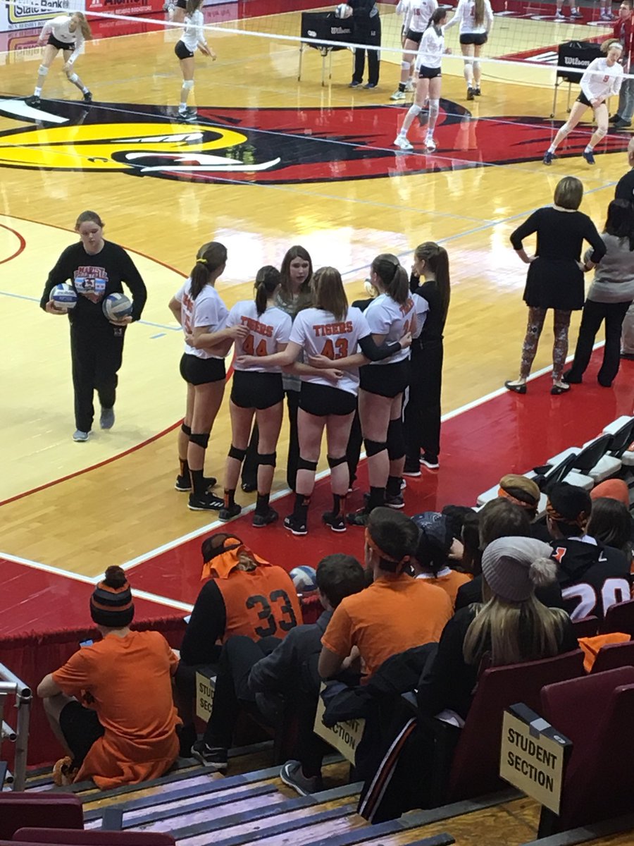 SteveOlson61's tweet photo. CLC Volleyball getting ready for IHSA State semifinal action in Bloomington. Go TIGERS! #D155Inpire https://t.co/yYS9sFml9z